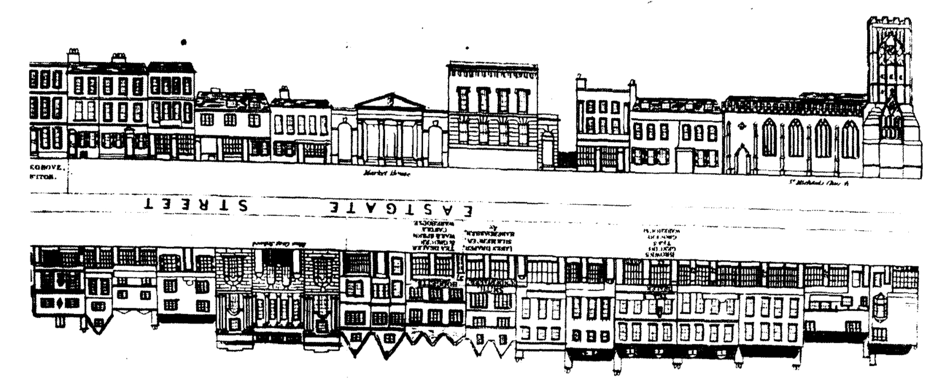 Illustration of 1841 streetscape